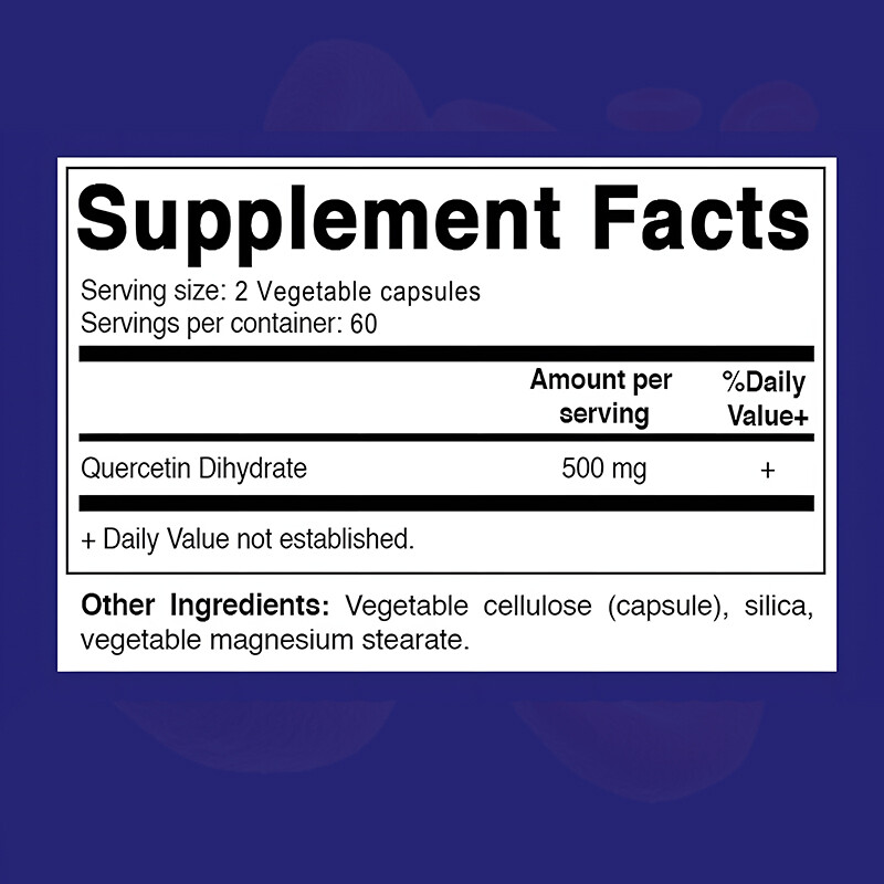 Quercetin 500mg Supplement Skin Heart Immune Support Antioxidant 120 Capsules