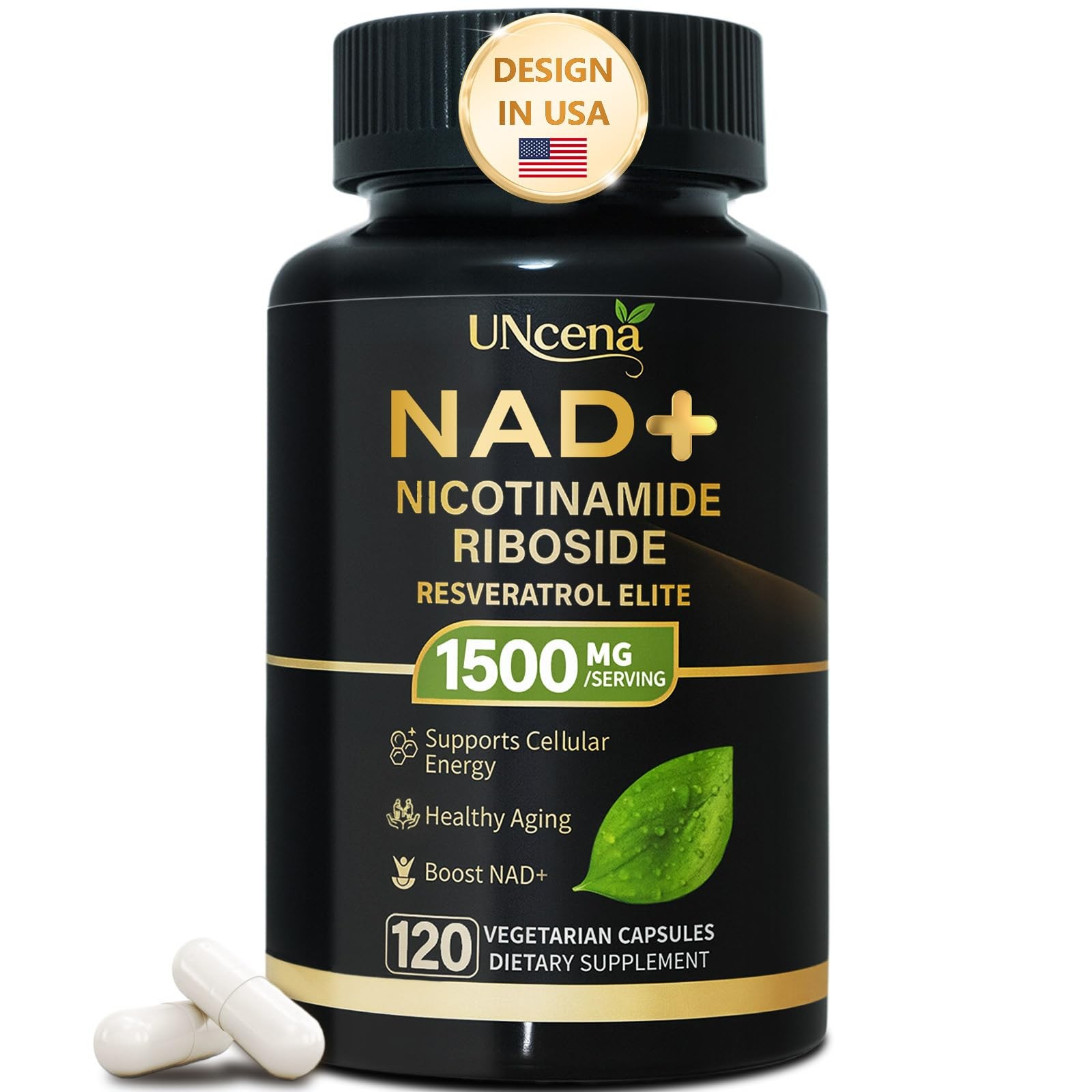UNcena NAD Supplement 1500mg – Liposomal NAD+ 120 Count (Pack of 1)