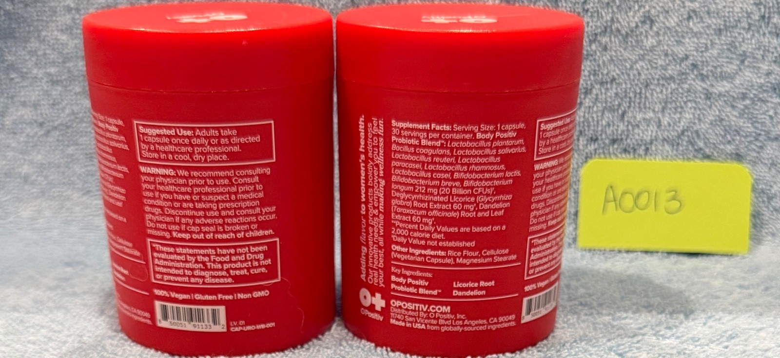 2 O Positiv URO Whole Body Probiotic Capsules 30 Count Each Exp 09/2026 NEW