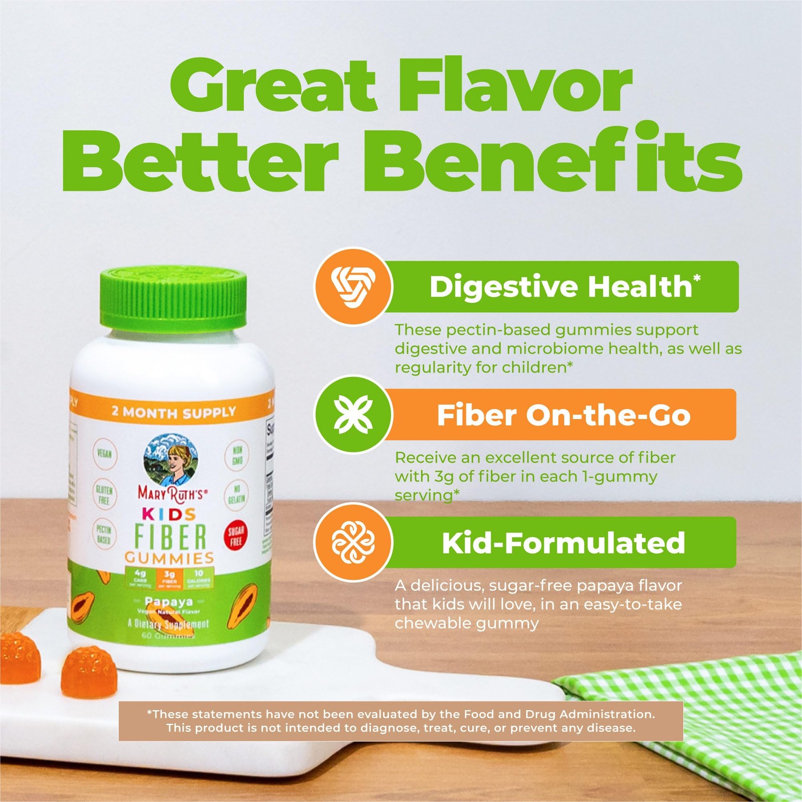 MARYRUTH’S Fiber Gummies for Kids | 2 Month Supply | 60 Count (Pack of 1)