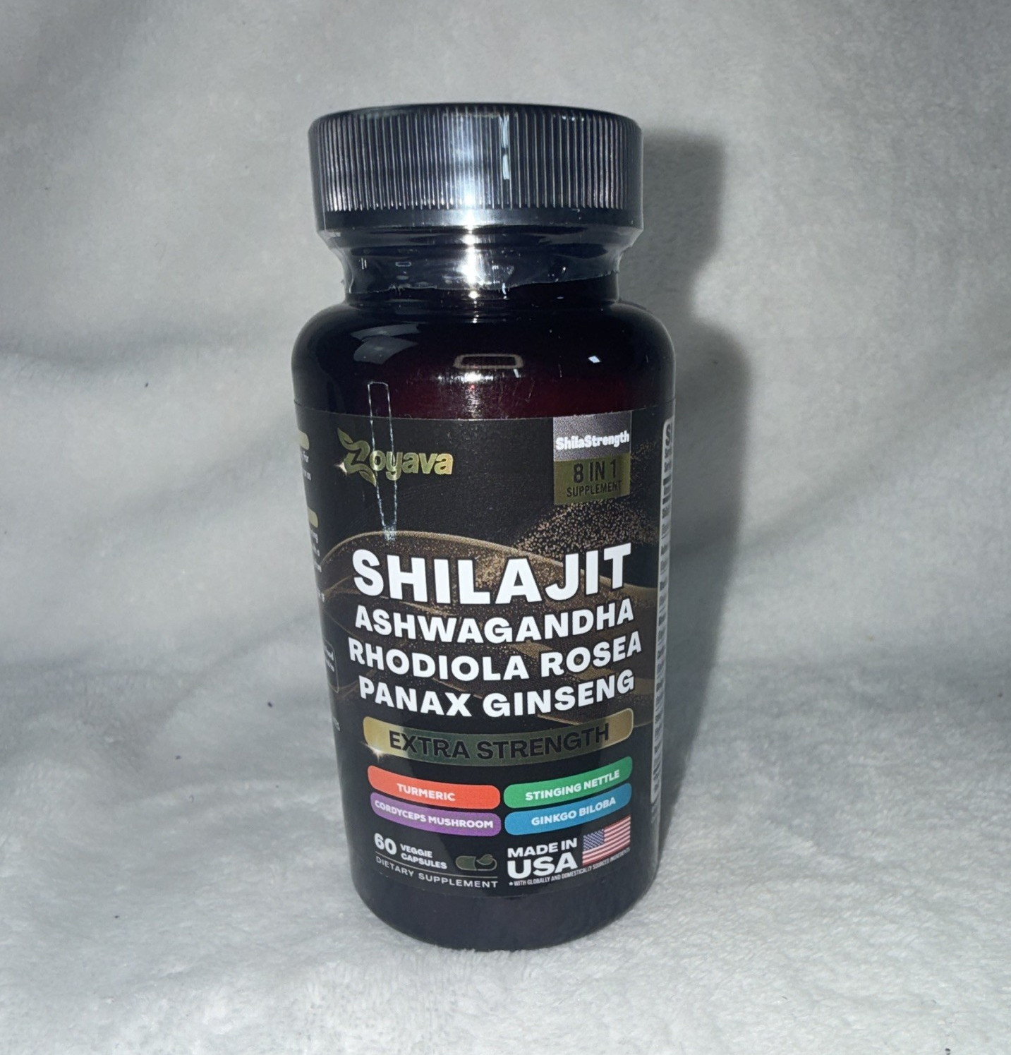 Zoyava Extra Strength Shilajit Ashwagandha Rhodiola Panax Ginseng 60 Caps