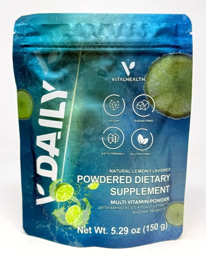 VitalHealth V Daily Lemon Multi-Vitamin Powder 5.29oz Vital Health Exp 5/2027