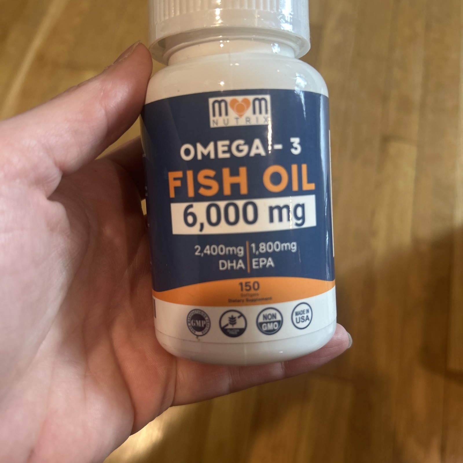 MOM Nutrix – Omega-3 Fish Oil 6000mg Softgels EPA DHA 150 Count Exp 1/27
