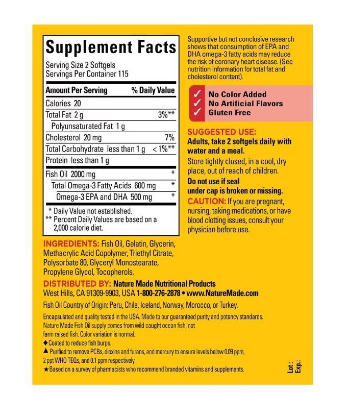 Nature Made Burp-Less Fish Oil 2000 Mg per Serving Softgels, 230 Count ✅✅✅
