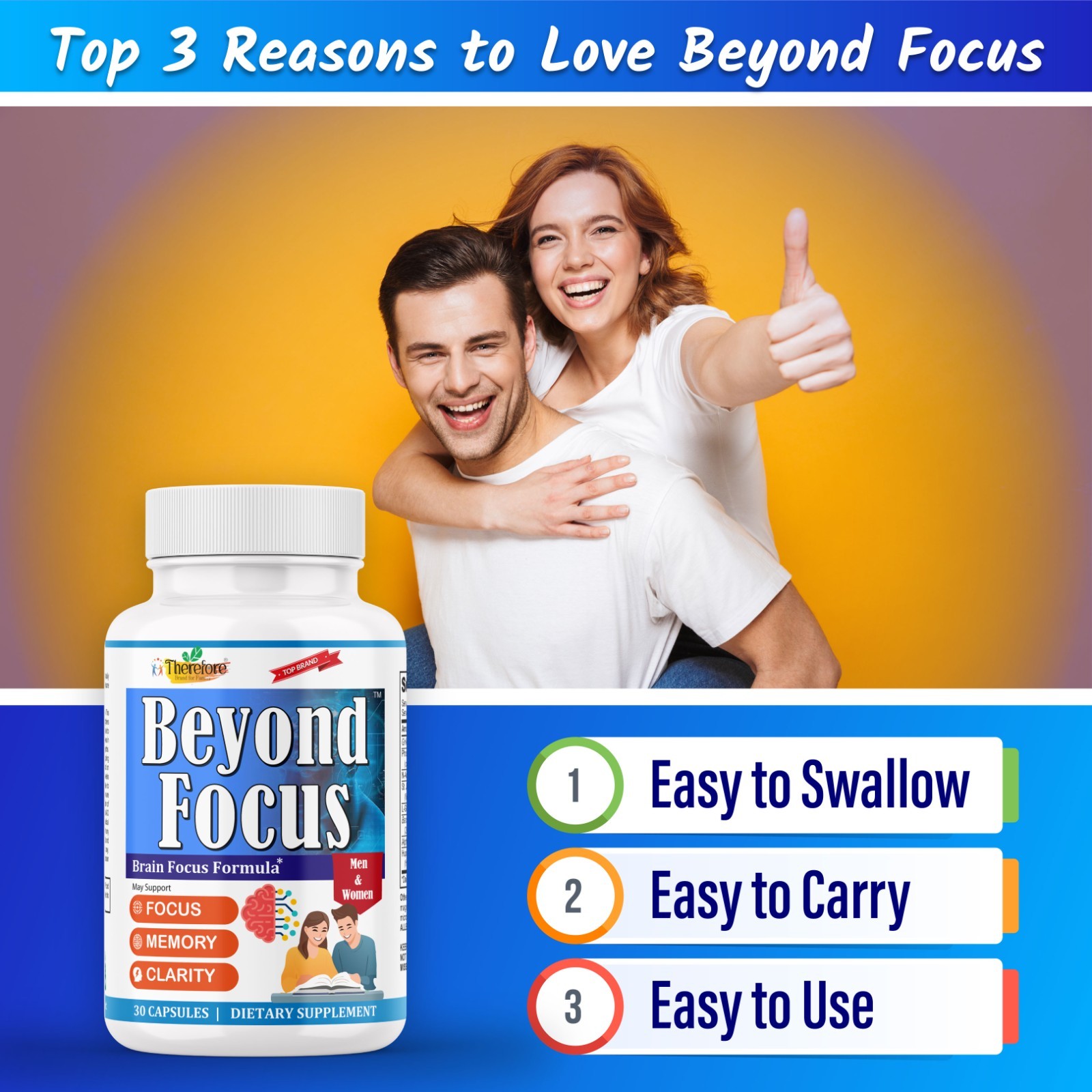 Brain supplement for Memory & Focus, Support Mental Clarity, Attention-30ct