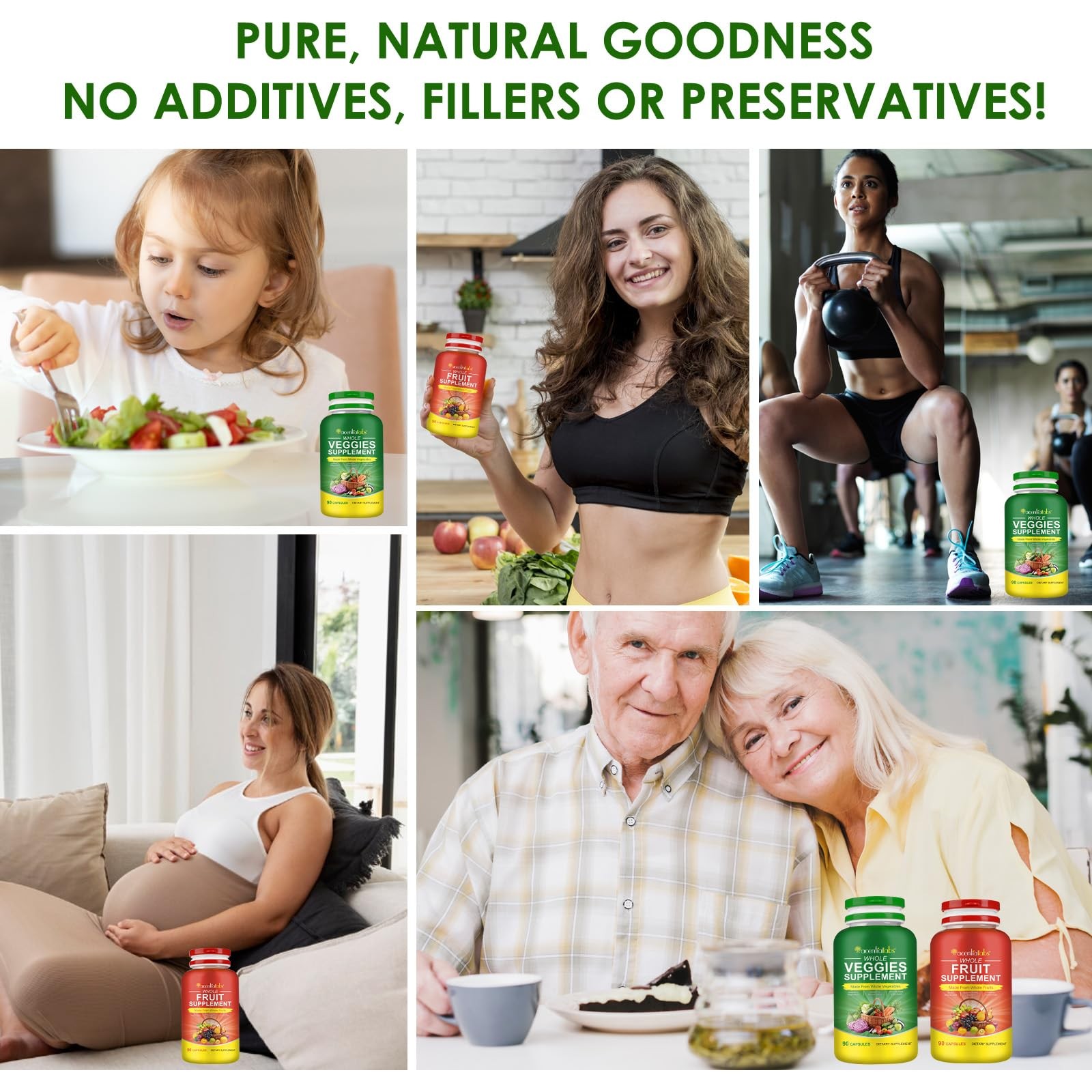 GKVIAT Fruits & Veggies Supplements – 2 Bottles 180 Total Vegetarian Capsules