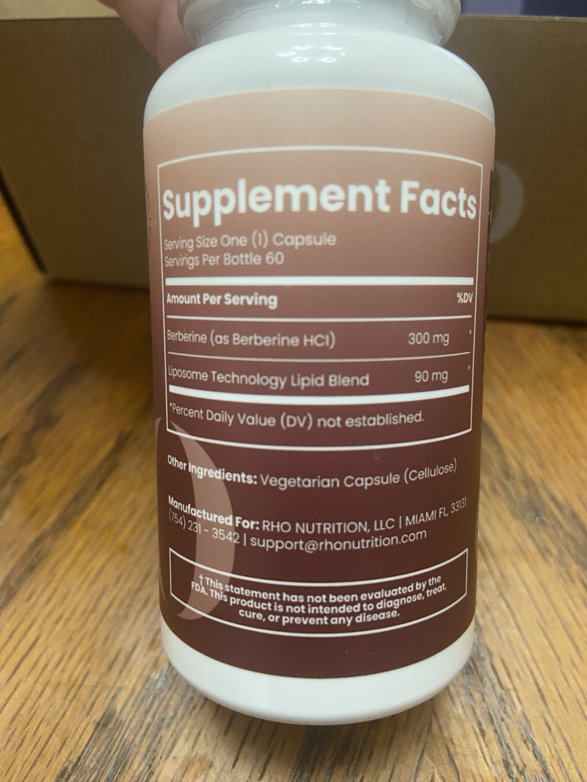 Rho Nutrition Liposomal Berberine 300mg 60 Veg Caps Exp 07/2028