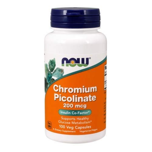 NOW Chromium Picolinate 200mcg, 100 Capsules (Pack of 2) 100 Count