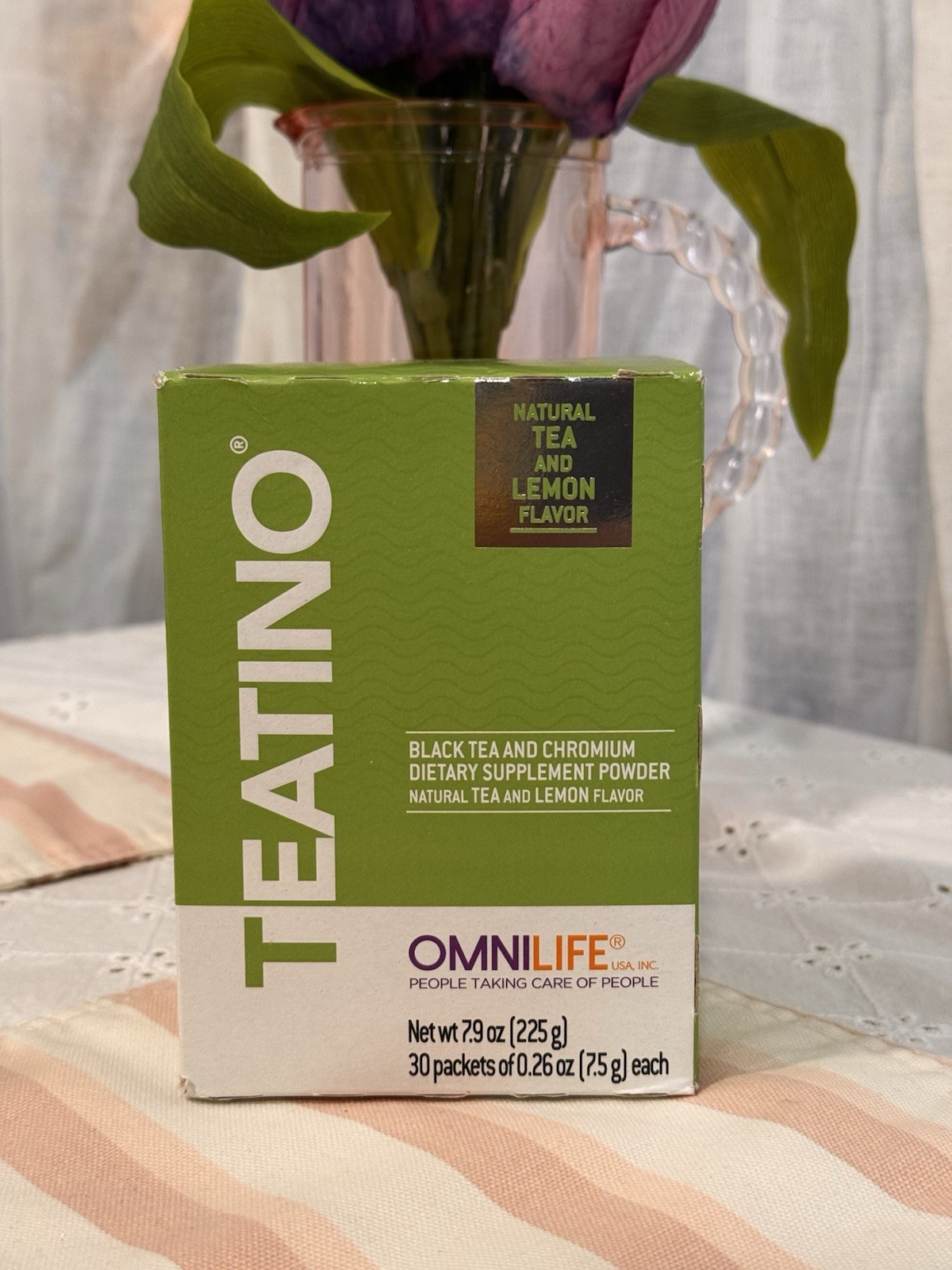 Omnilife Teatino Black Tea Chromium Powder Lemon Flavor Dietary Supplement 30 P…
