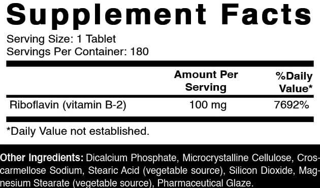 Oxify Vitamin B-2 (Riboflavin) 100 mg, 180 Tablets, Made in USA