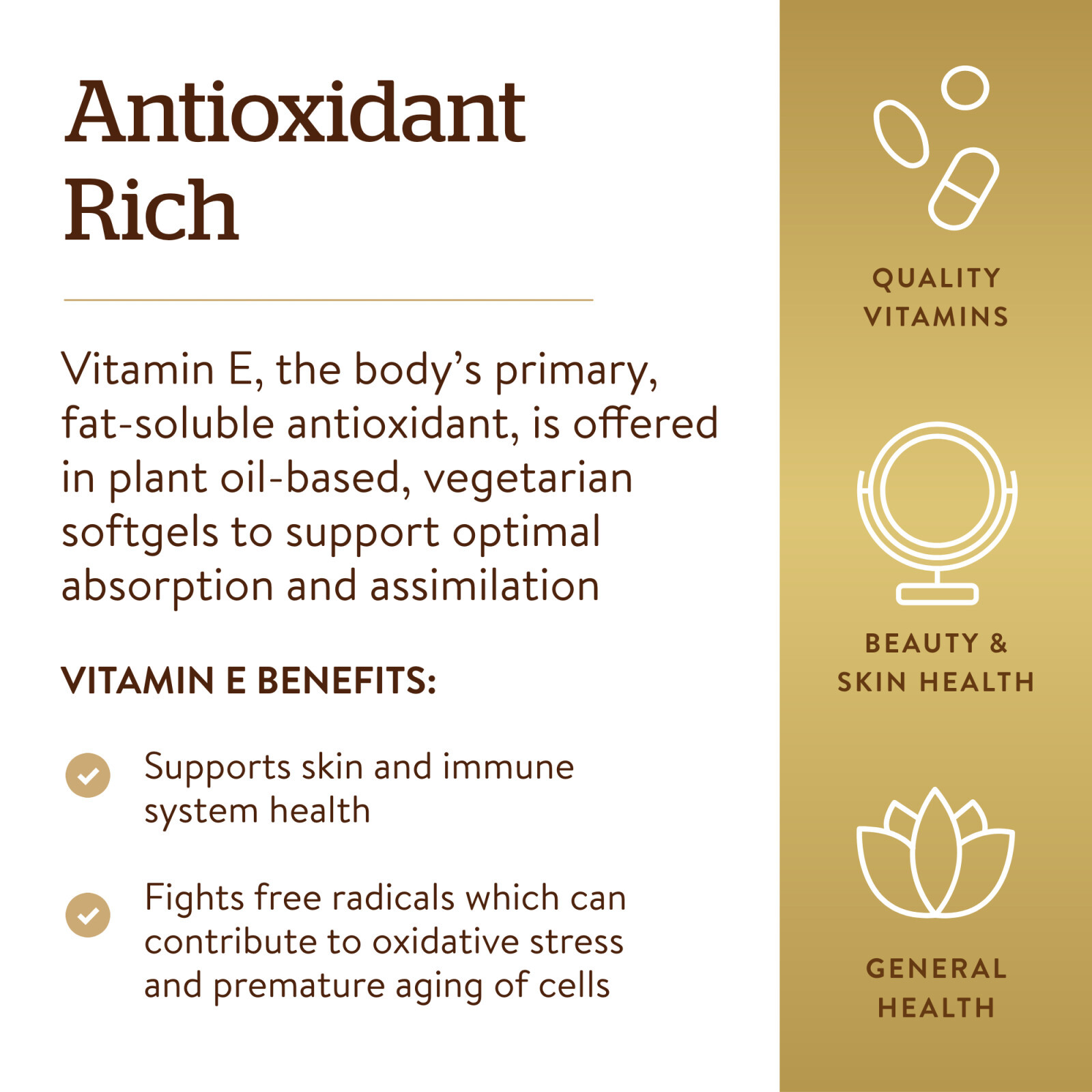 Solgar Vitamin E 268 mg (400 IU) Vegan (d-Alpha Tocopherol & Mixed Tocopherols)