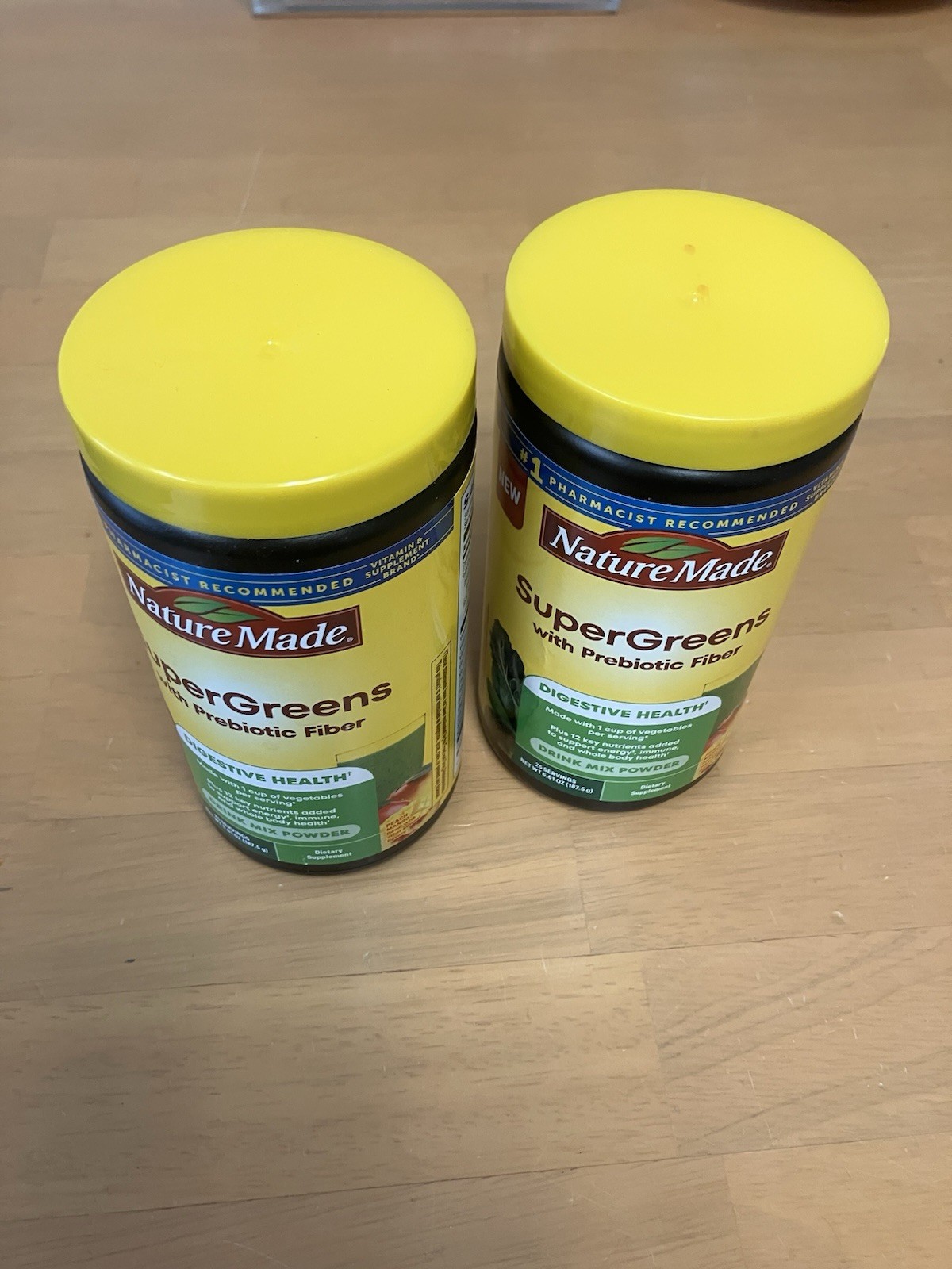 2-Nature Made SuperGreens Prebiotic Fiber Digestive Health Drink Mix Peach Mango