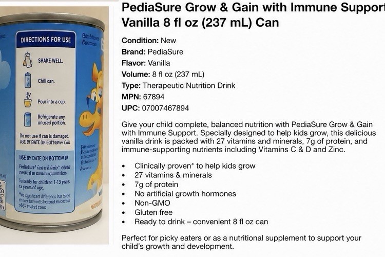 PediaSure Grow & Gain Immune Support Drink 8 fl oz Gluten-Free Non-GMO