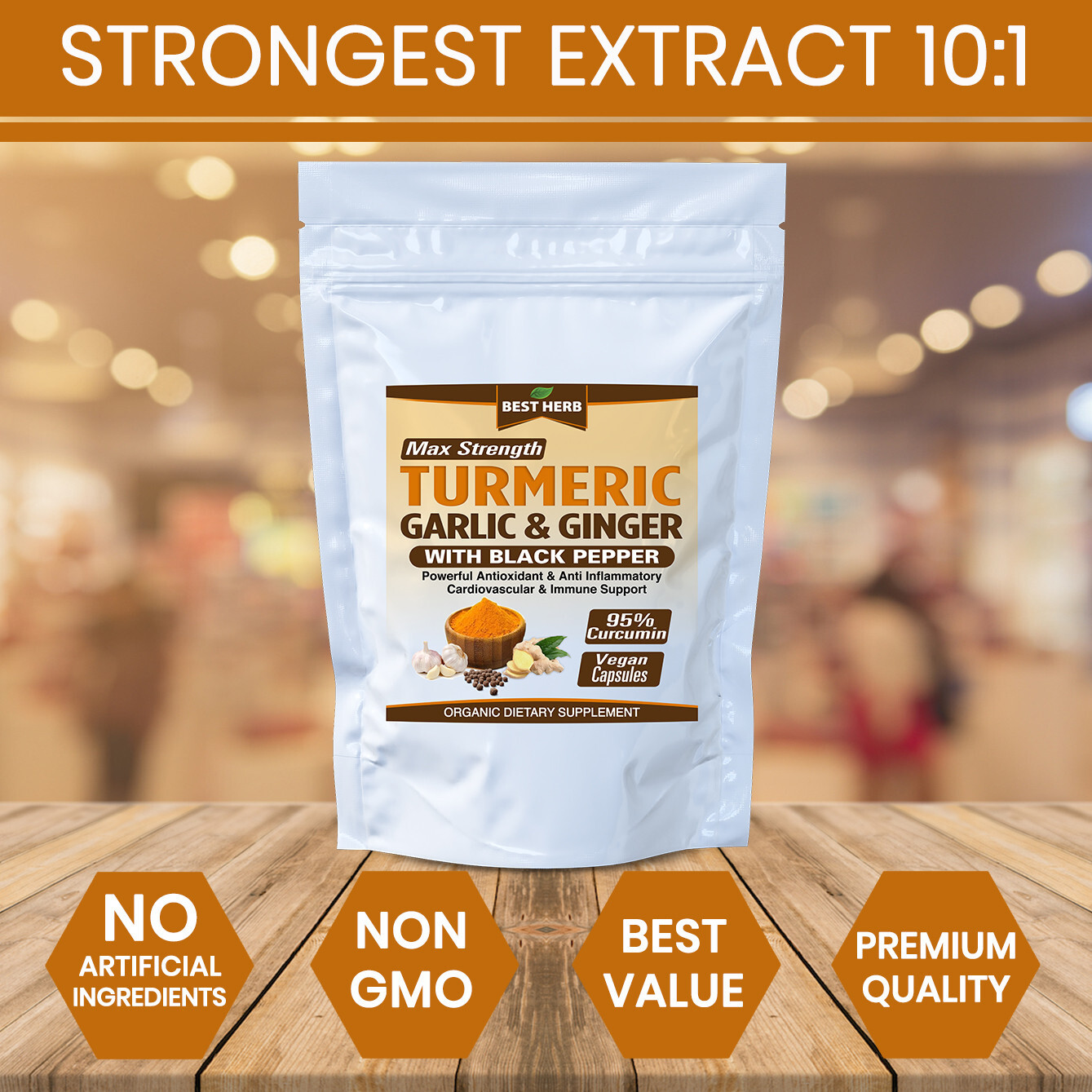 240 PURE TURMERIC GARLIC GINGER BLACK PEPPER EXTRACT 95% CURCUMIN TUMERIC PILLS