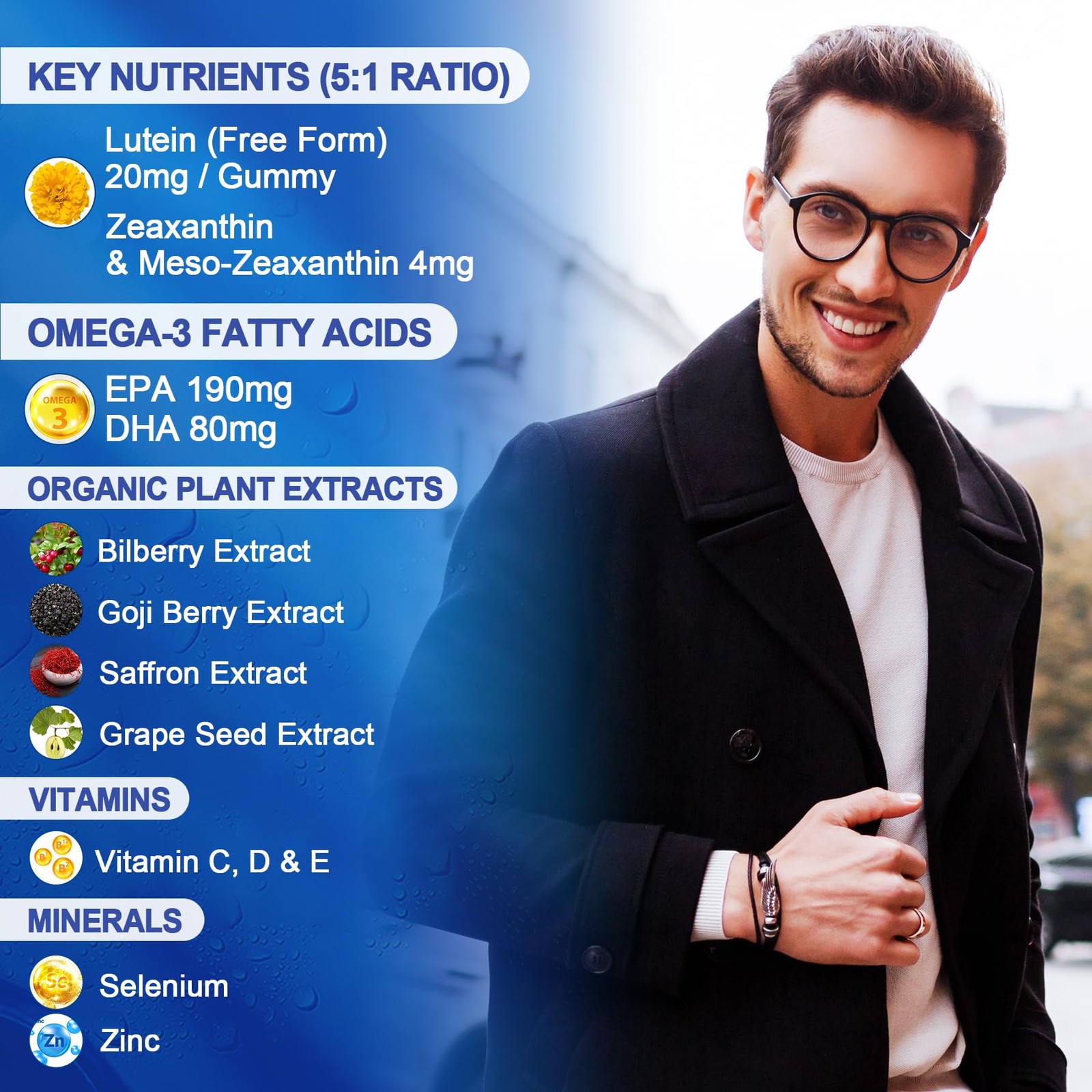 Lutein 20mg 40mg and Zeaxanthin Supplements for Eyes, 60 Count (Pack of 1)