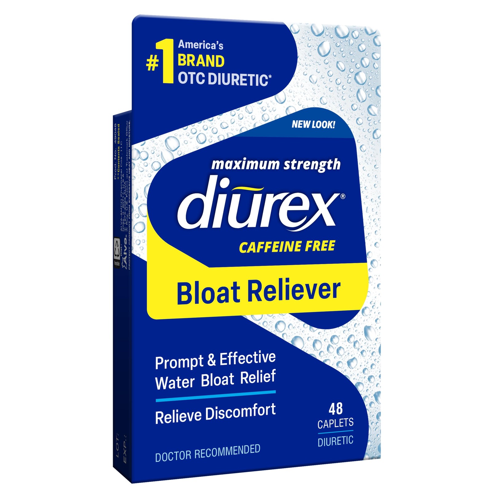 Diurex Caffeine-Free Bloat Relief, Maximum 48 Count (Pack of 1), Blue