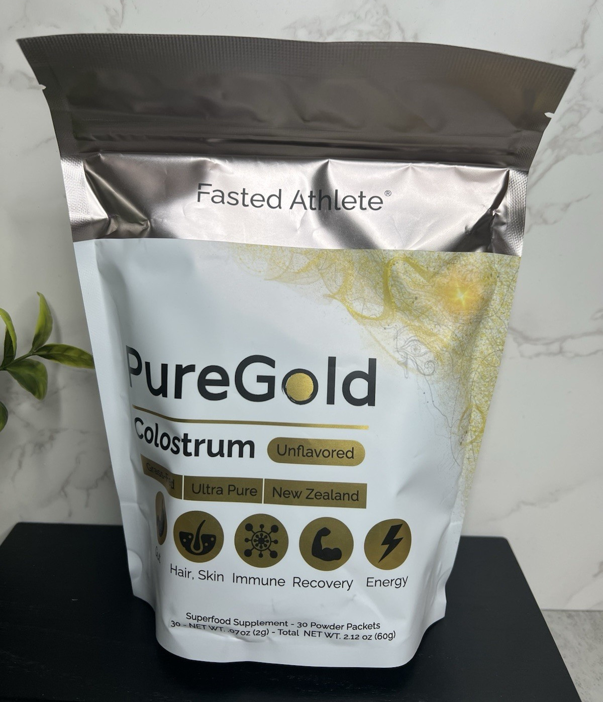 PureGold Bovine Colostrum Powder Unflavored 30 Packets GMP GF Exp 10/2026