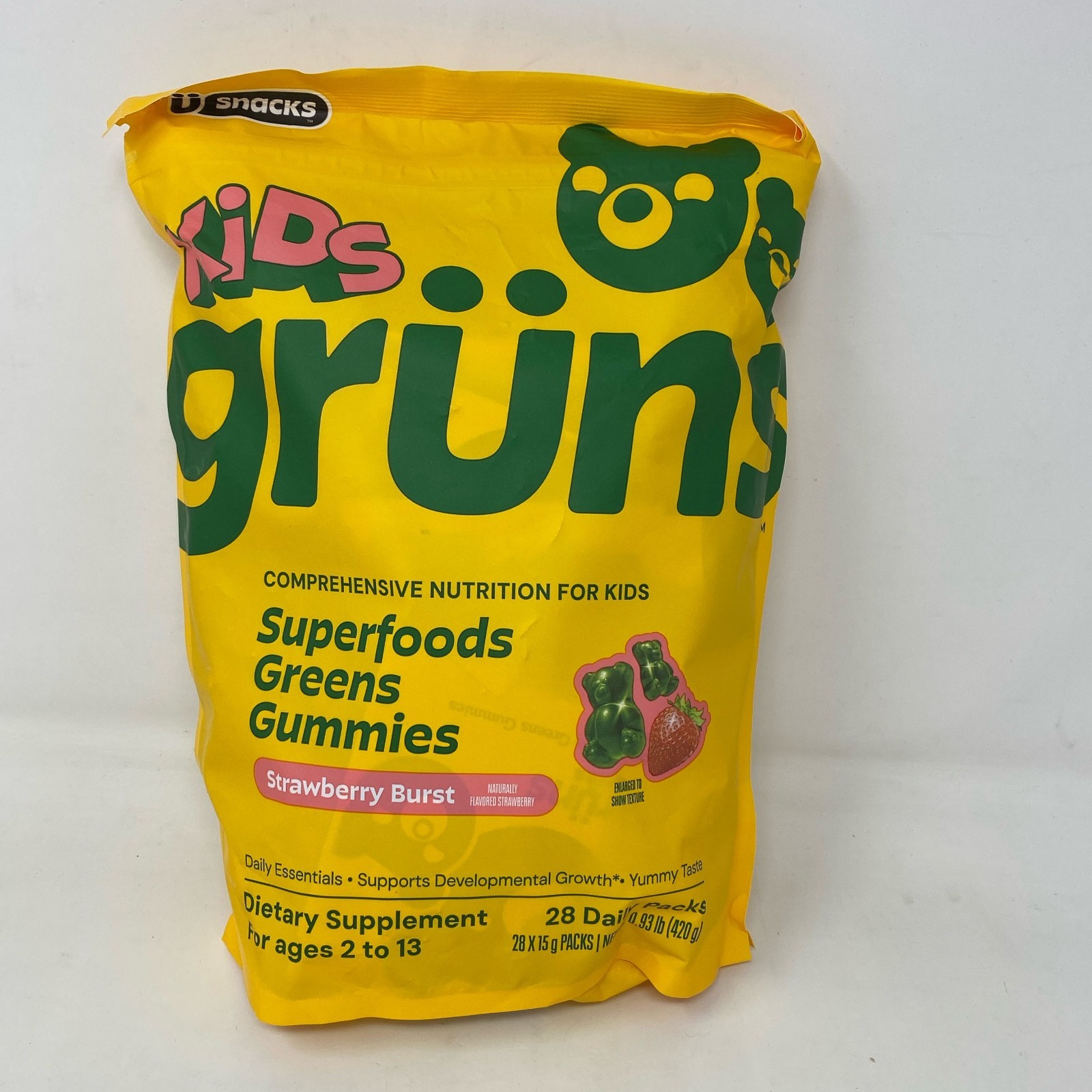 Grüns Kids Super Greens Gummies, Strawberry Burst, 28 Packs