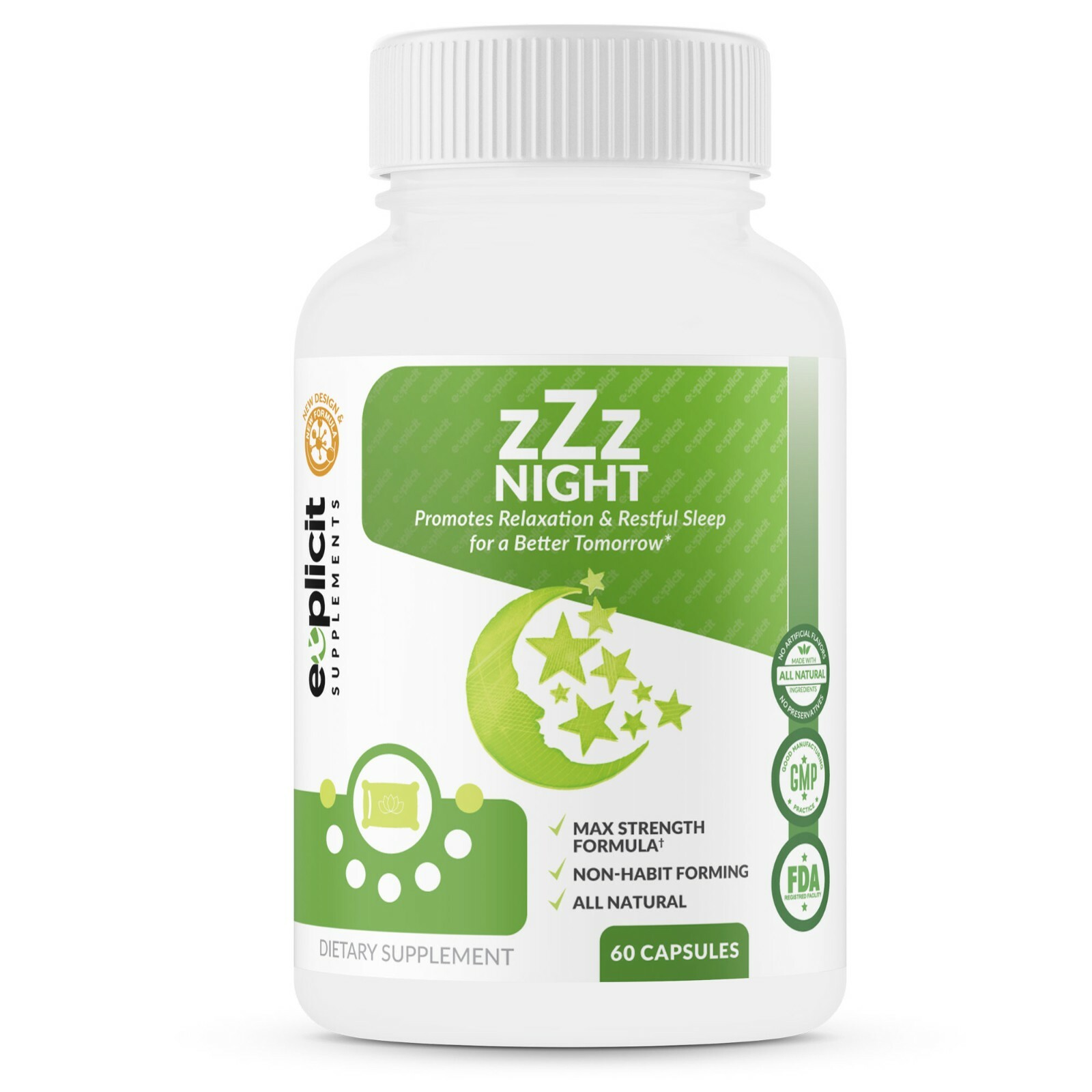 zZz Night Natural Sleep Aid – Promotes Relaxation & Restful Sleep – 2 Pack