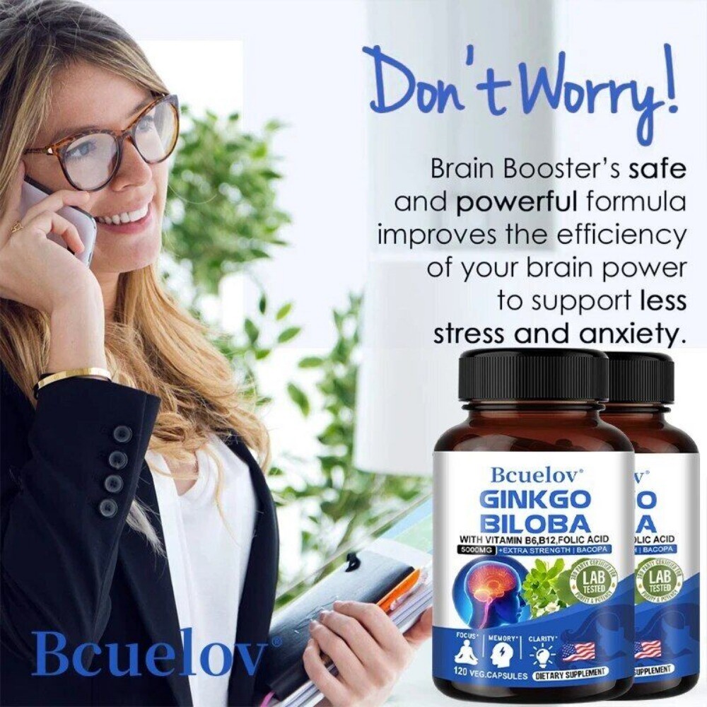 Ginkgo Biloba Extract – 5000 mg – 120 Capsules-Boosts Concentration & Memory