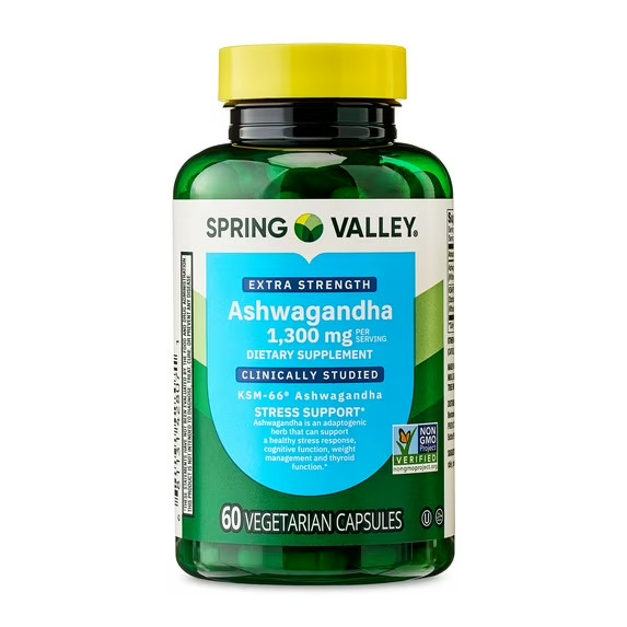 Spring Valley Extra Strength Ashwagandha 1300 mg, 60 Vegetarian Capsules