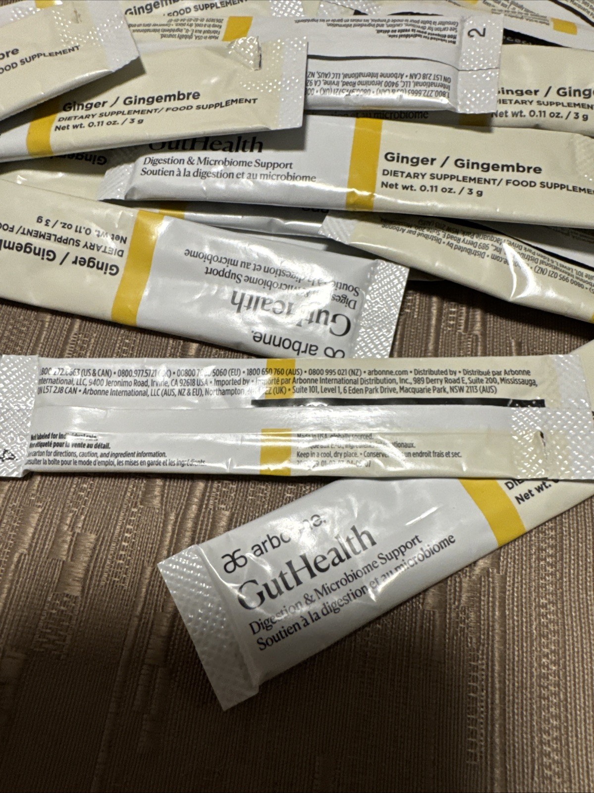 Arbonne Gut Health Digestion Microbiome Support Sticks Ginger 25CT ****READ****