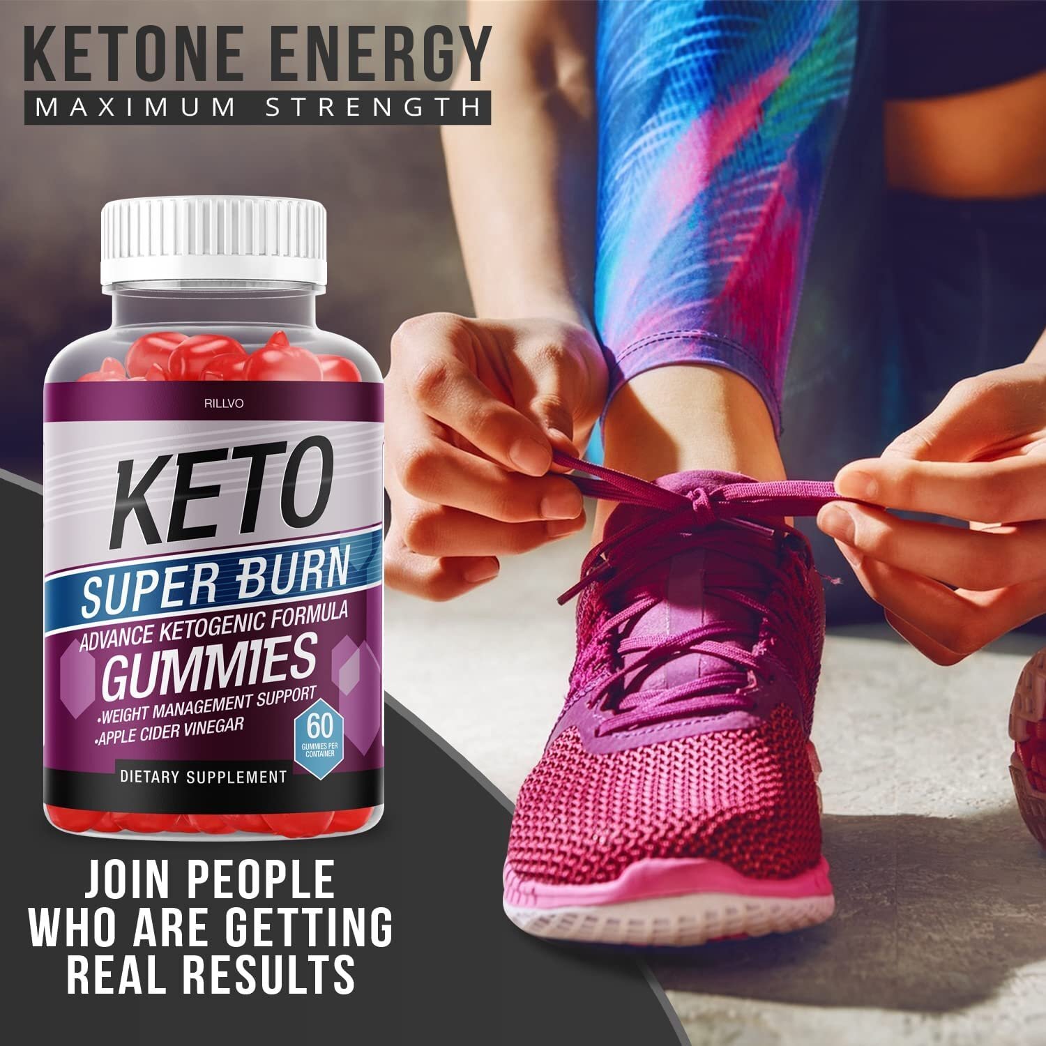 Rillvo (2 Pack) Keto SuperBurn Gummies ACV Gummies with Apple Cider Vinegar…