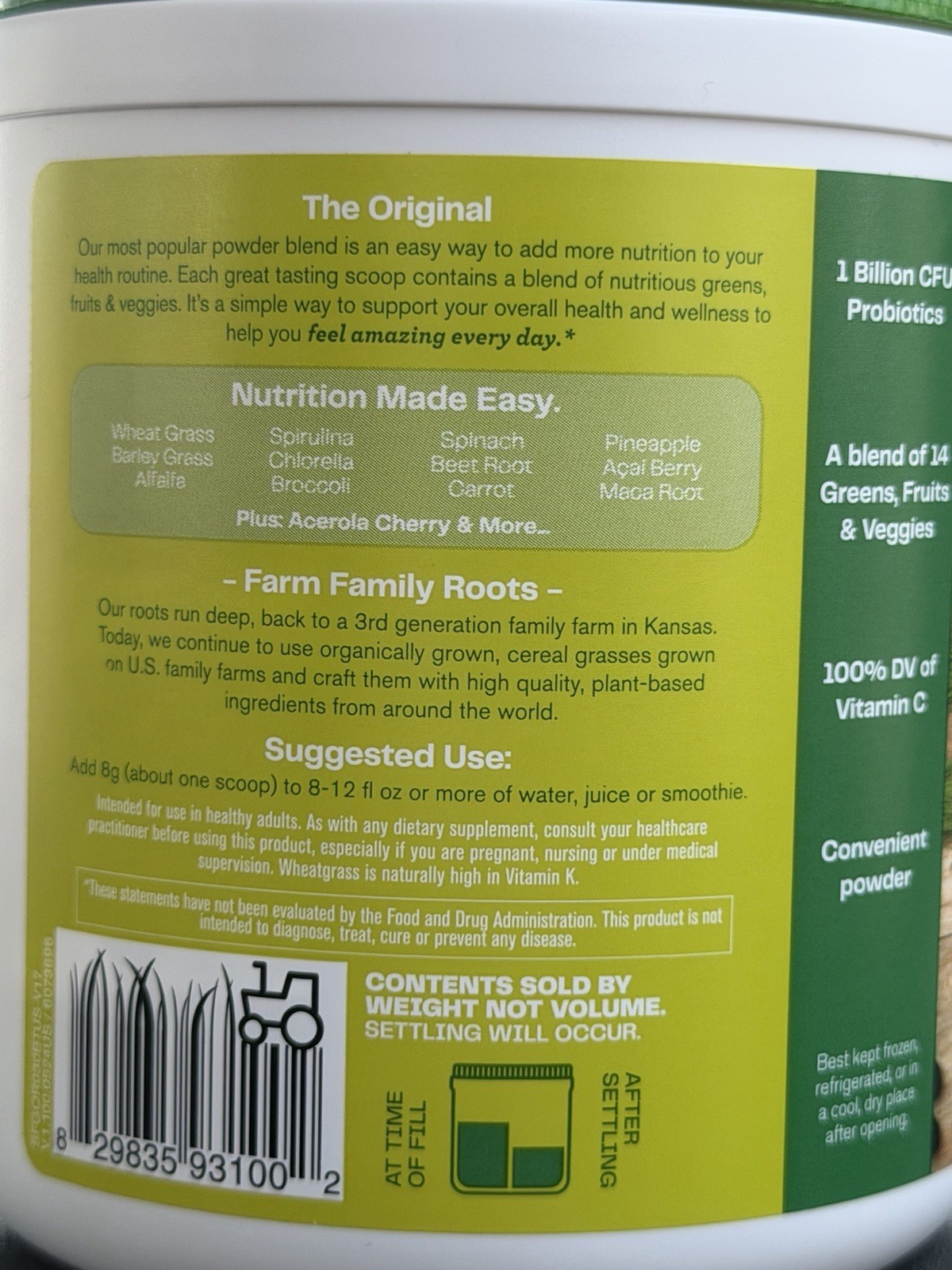 Amazing Grass Greens Blend Superfood The Original Powder 8.5 oz Vegan