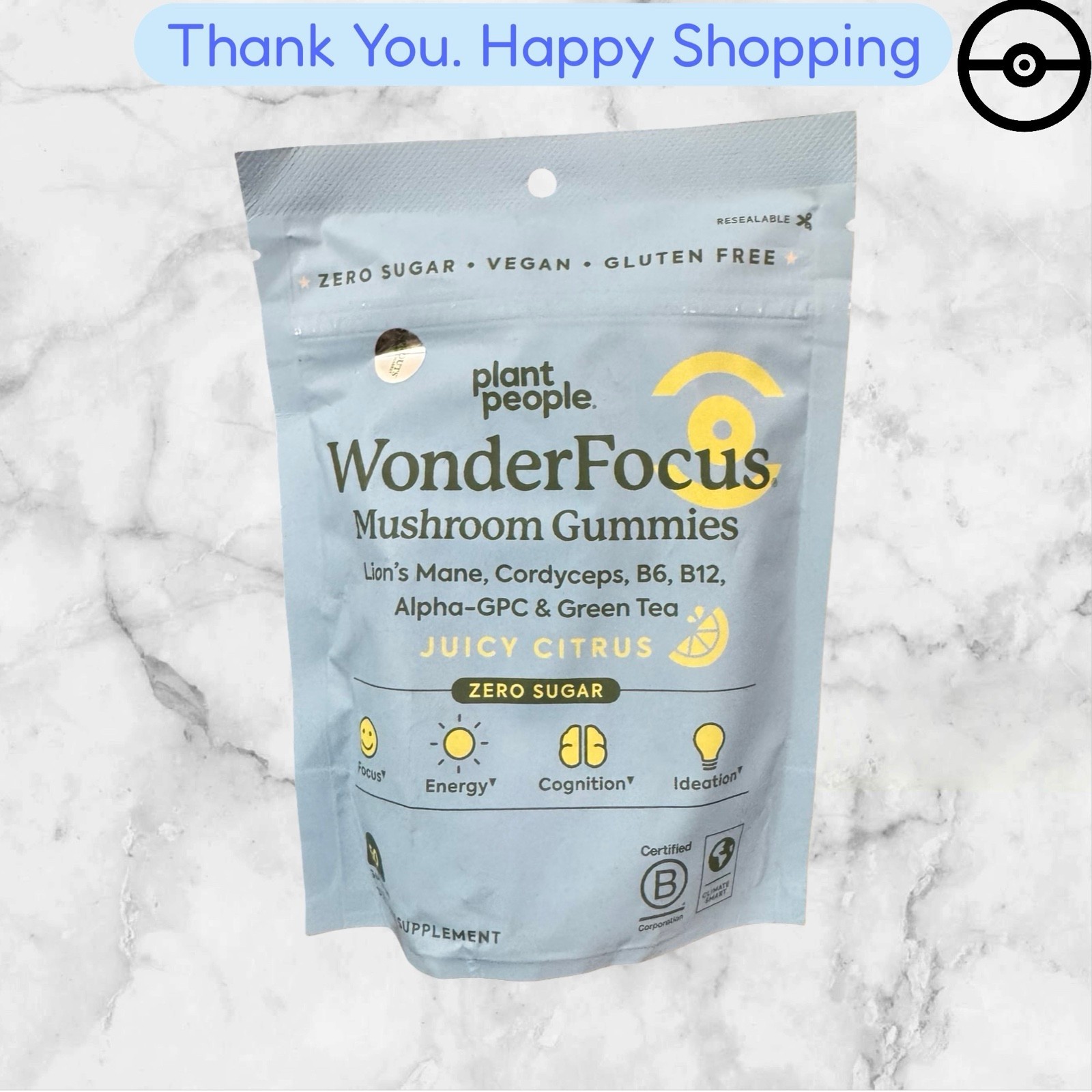 Plant People WonderFocus Mushroom Gummies 60 Juicy Citrus Gummies