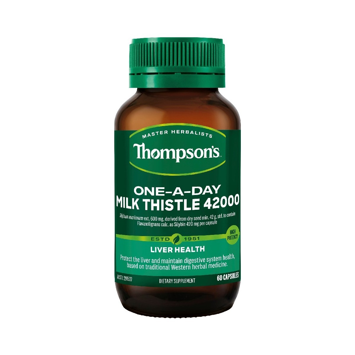 THOMPSON’S Milk Thistle 42,000 Helps Liver Function One-a-day 60 Capsules