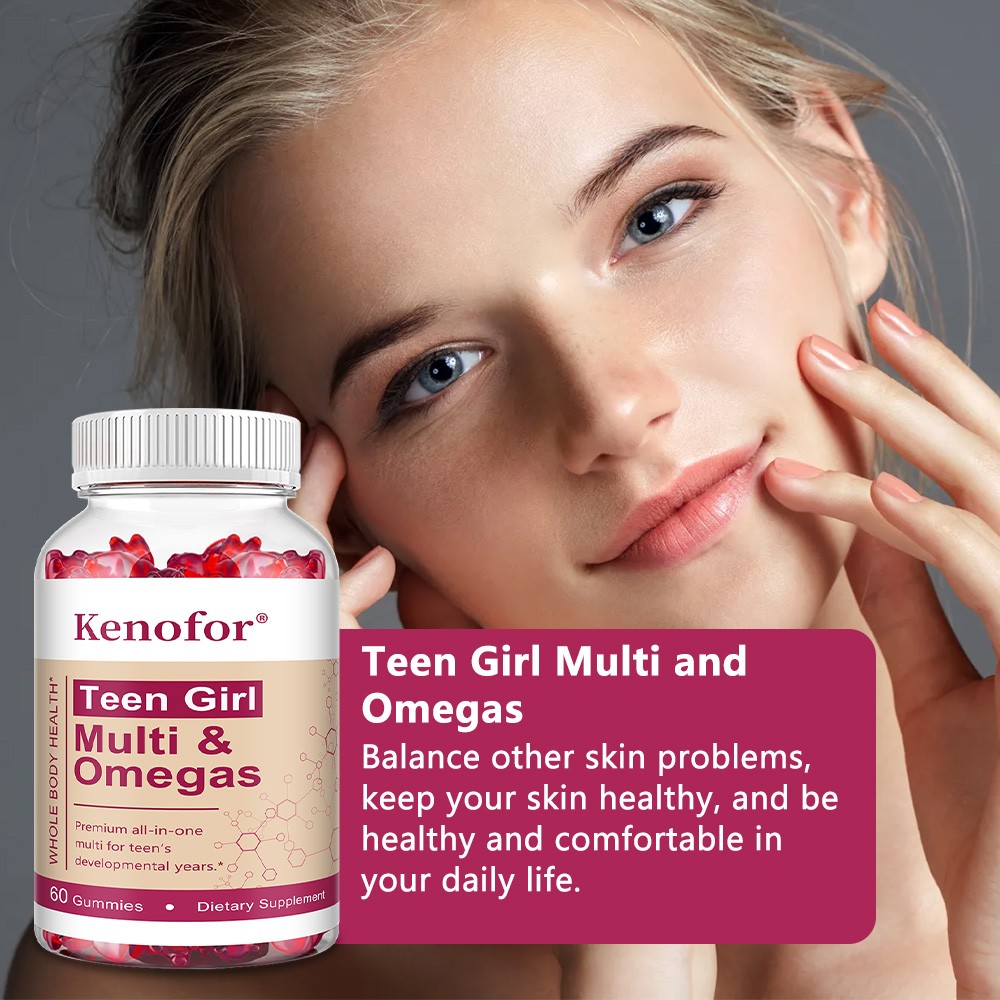 Teen Girl Multivitamin Gummies Omega 3 Fish Oil Support Hair Skin Nails 60 CT US