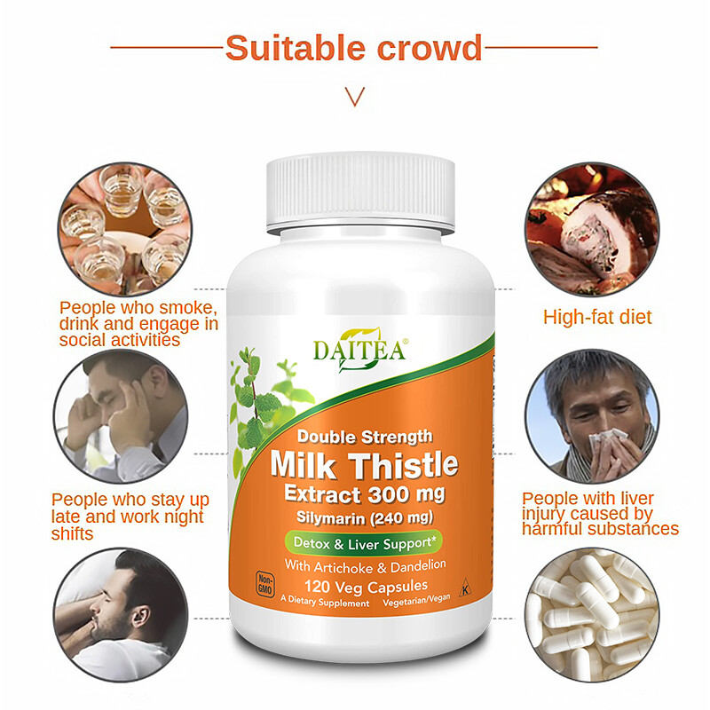 Milk Thistle Supplement – Double Strength 300mg for Liver Cleanse Detox & Repair