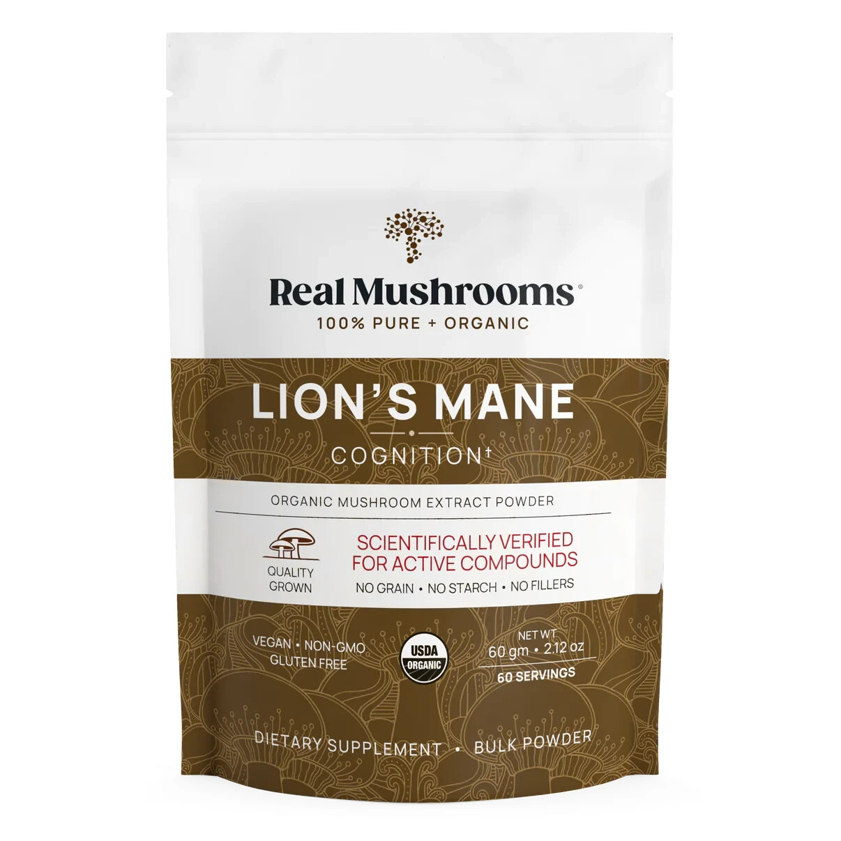 Real Mushrooms Lion’s Mane for Pets Bulk Powder Organic Extracts Non-GMO 60g NEW