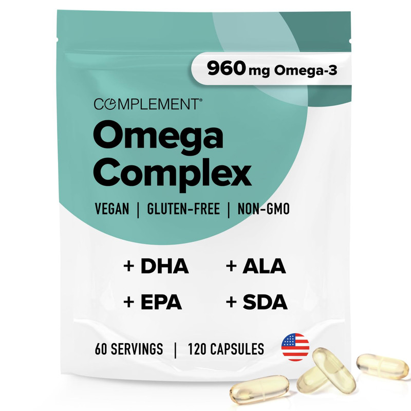 Complement Vegan Omega 3 Supplement- 960Mg Omega-3 Fatty Acids Dha Epa Sda Ala