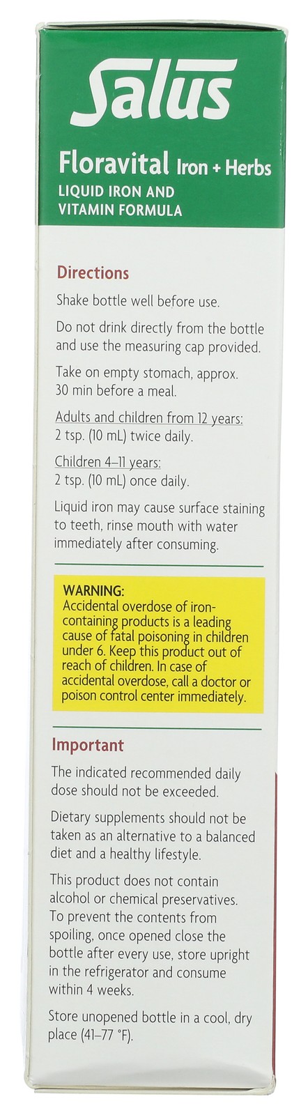 Floravital Liquid Iron And Vitamin Supplement 16.9 Fl Oz By Salus 17 1 Pack