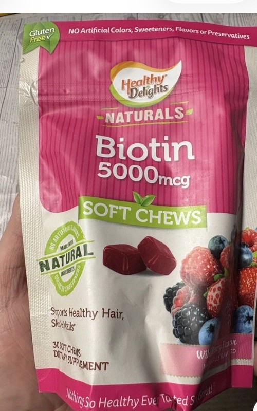 healthy delights naturals biotin 5000 mg 30 soft chews