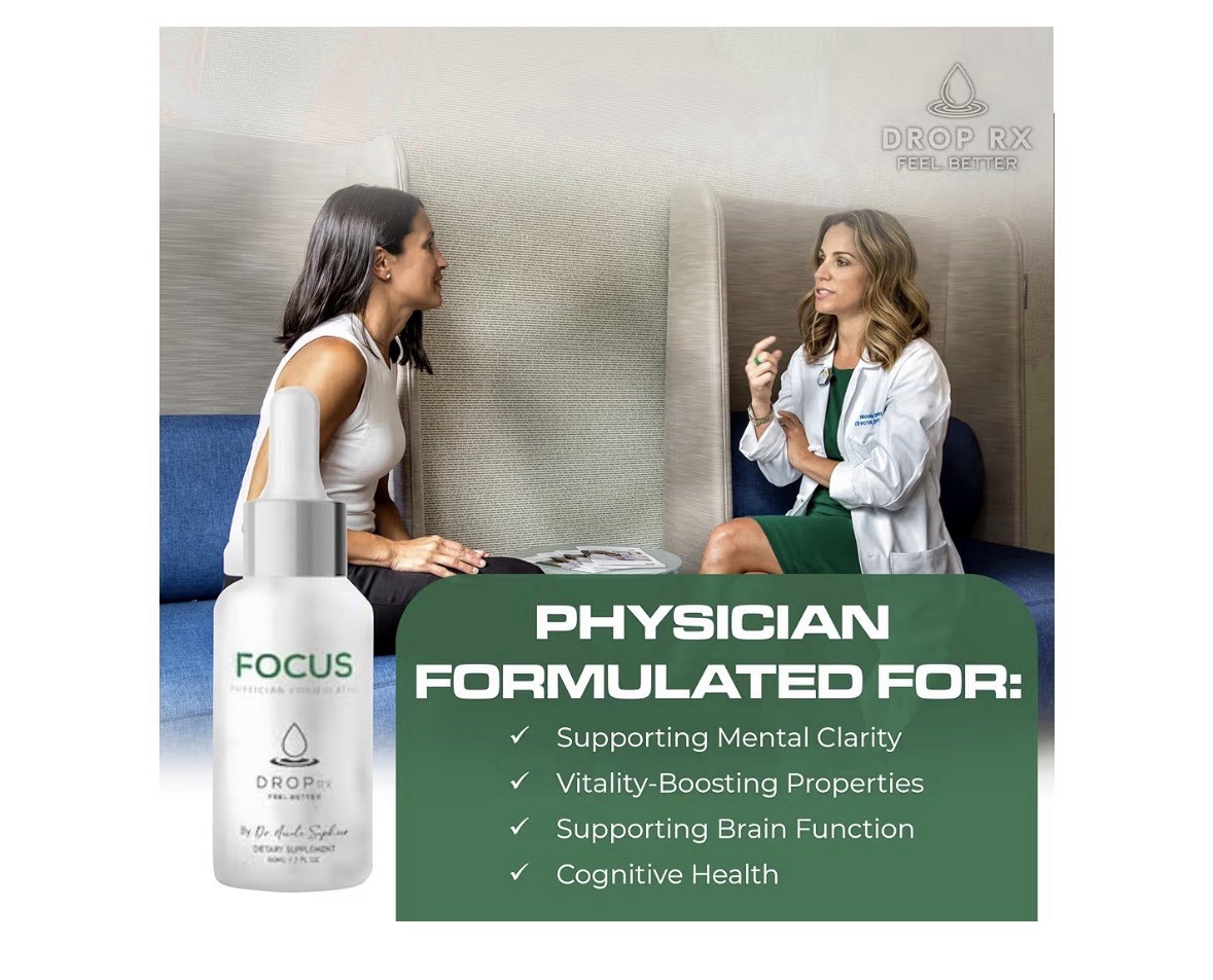 DROP Rx Focus Herbal Supplement Liquid Drops Brain Support Vegan Organic 2 fl oz