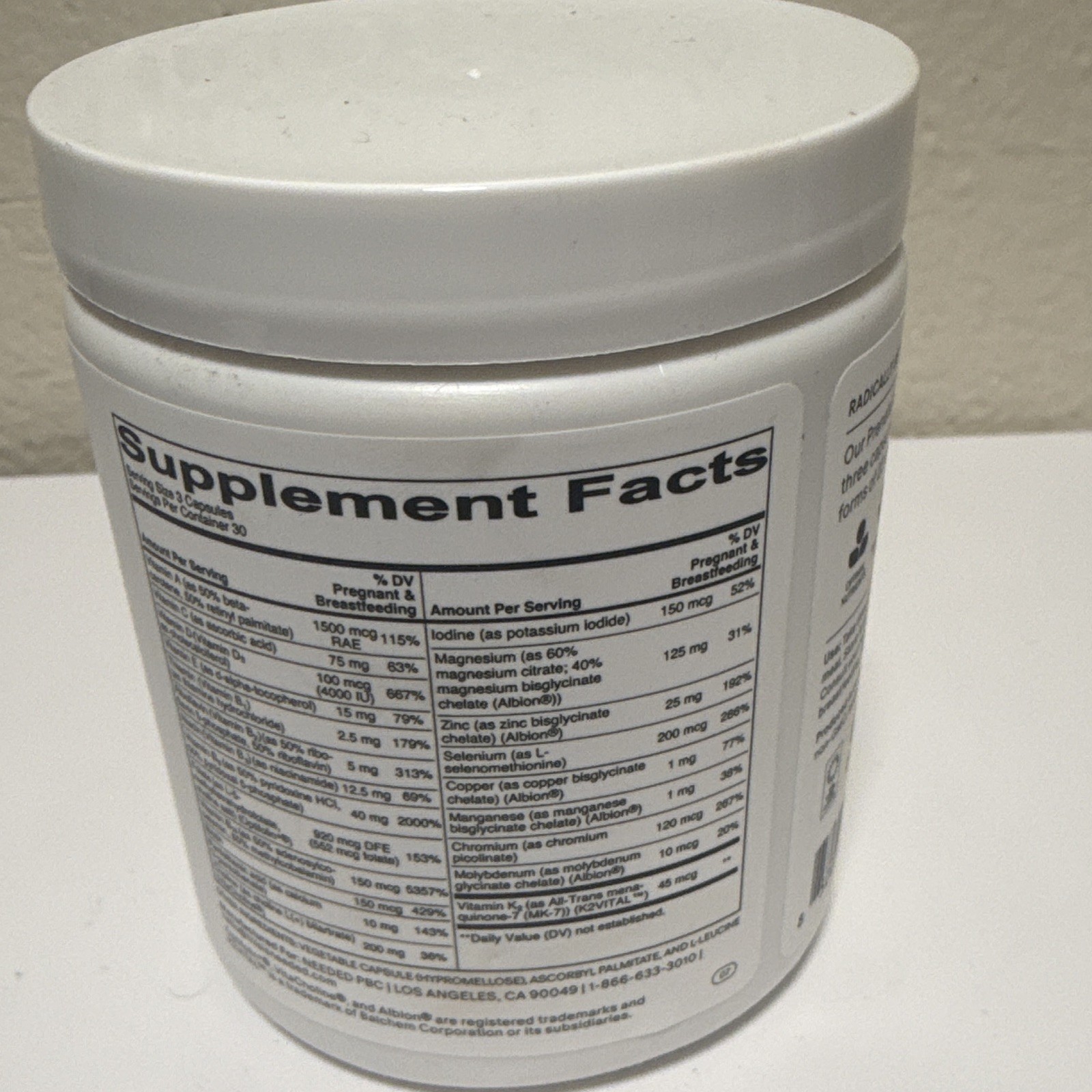 NEEDED Prenatal Multi Prenatal Support Citrus 90 Capsules Exp 05/2028