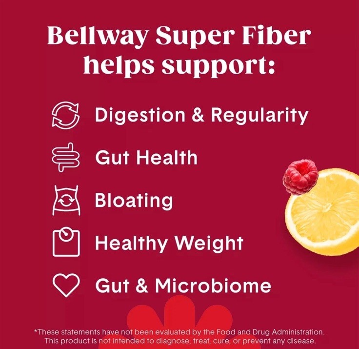 Bellway Super Fiber + Fruit Psyllium Husk Raspberry Lemon 36oz – 2x18oz