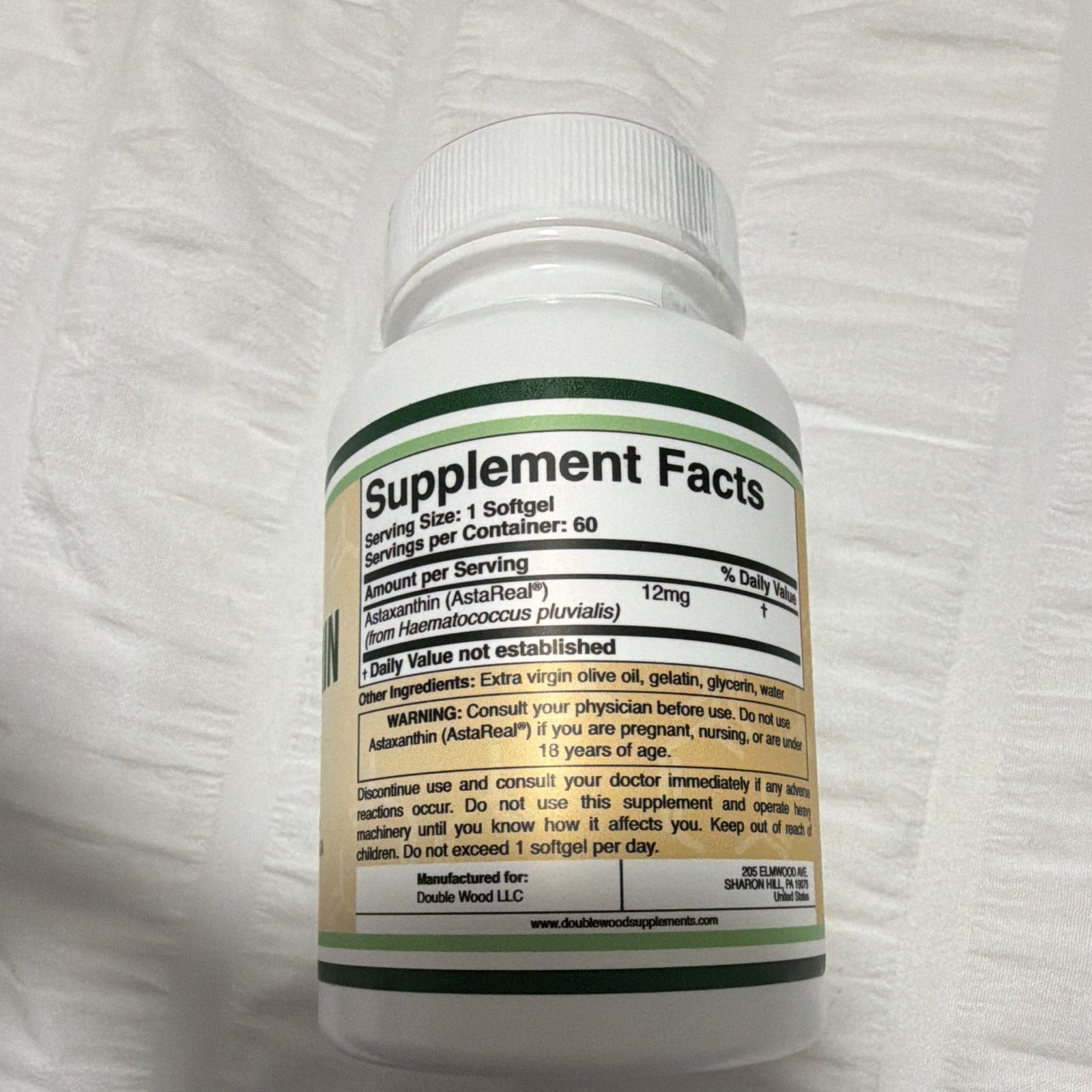 Double Wood Astaxanthin AstaReal 12 mg 60 Softgels Exp 01/2029