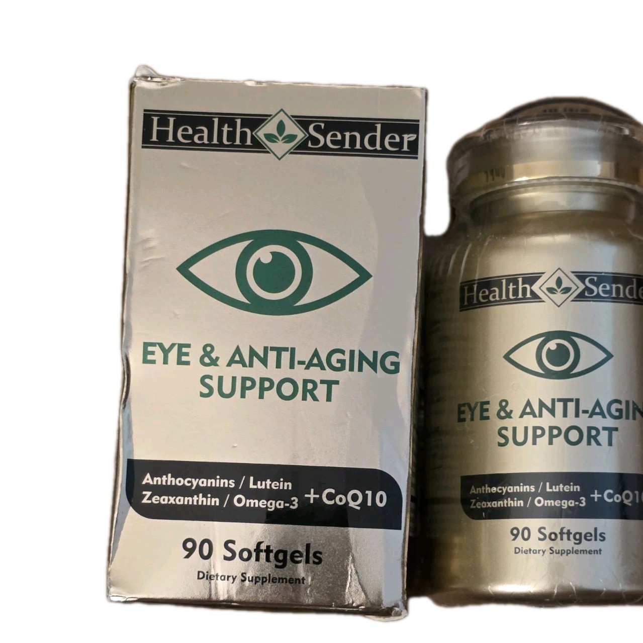 Health Sender Anthocyanins Lutein CoQ10 Eye Anti-Aging 90 Softgels. Exp 8/27