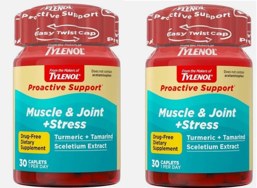 2 Pack TYLENOL Proactive Support Muscle & Joint + Stress Exp 02/2027 New