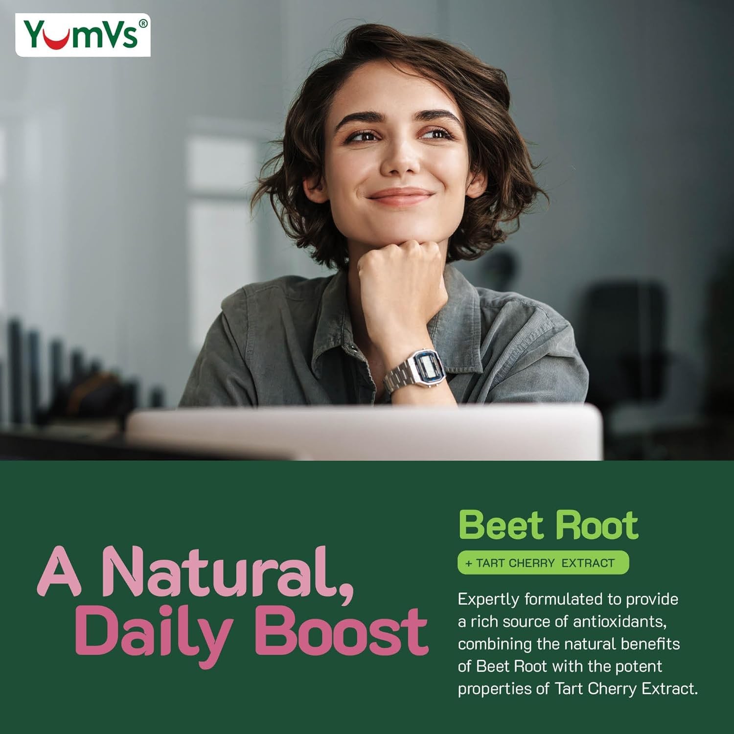 YUM-V’S Beet Root Gummies with Tart Cherry Extract – Berry Flavor Beetroot…