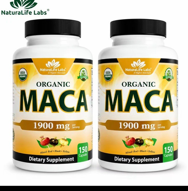 NaturaLife Labs Organic Maca 1900 mg 150 Capsules Vegan Gluten-Free Exp 03/2029