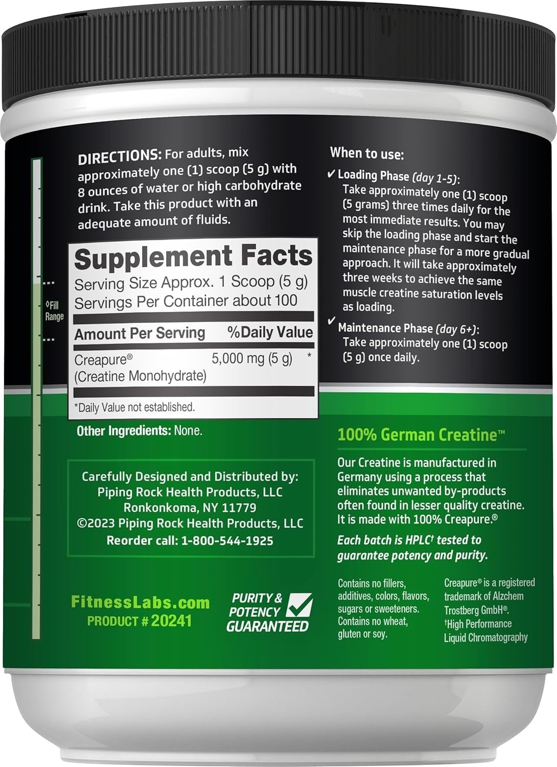 German Creatine Monohydrate Powder | 1.1 lb | Creapure Fitness | by Fitness Labs