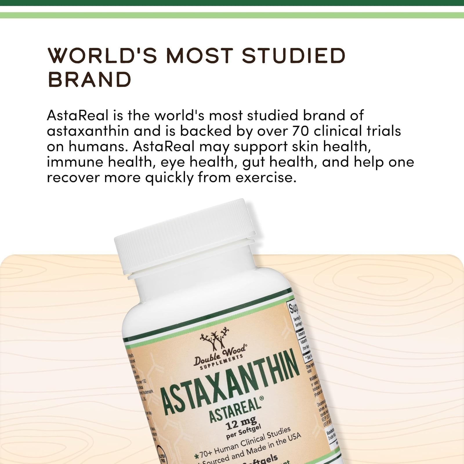 Double Wood Astaxanthin 12mg Softgels – Triple Strength Antioxidant Support
