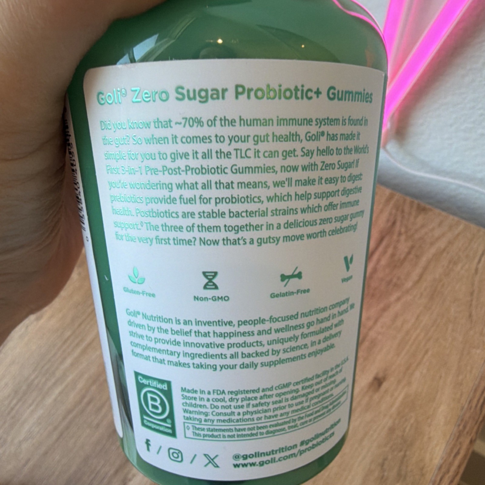 Goli Nutrition Pre+Post+Probiotics Zero Sugar Gluten-Free Gummies 60 Count