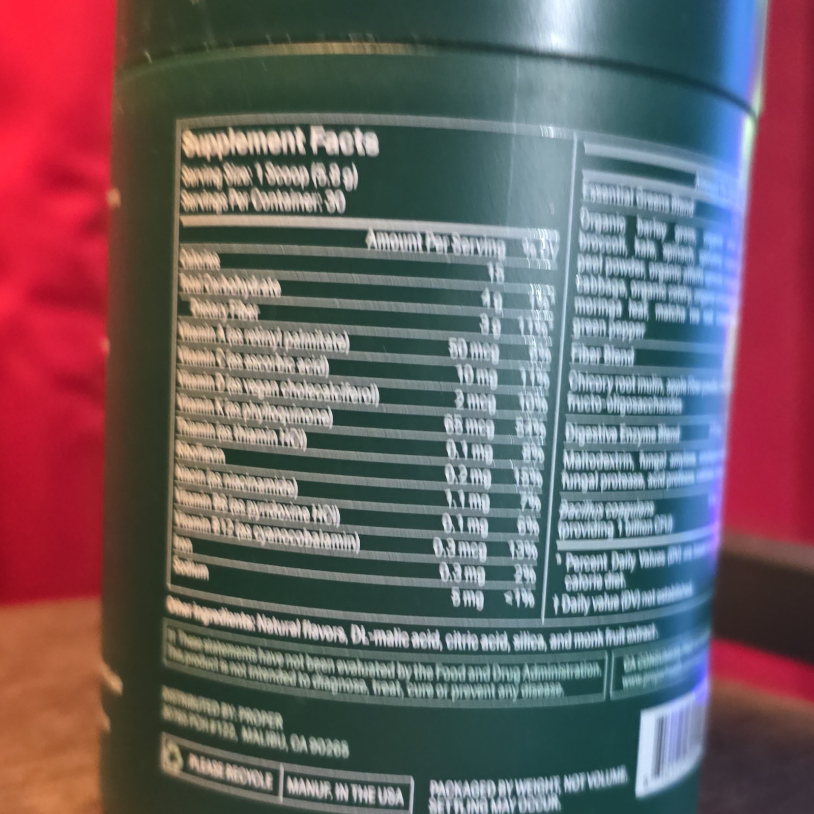 Proper Superfood Powder Green Apple Spirulina Wheat Grass 6.13oz