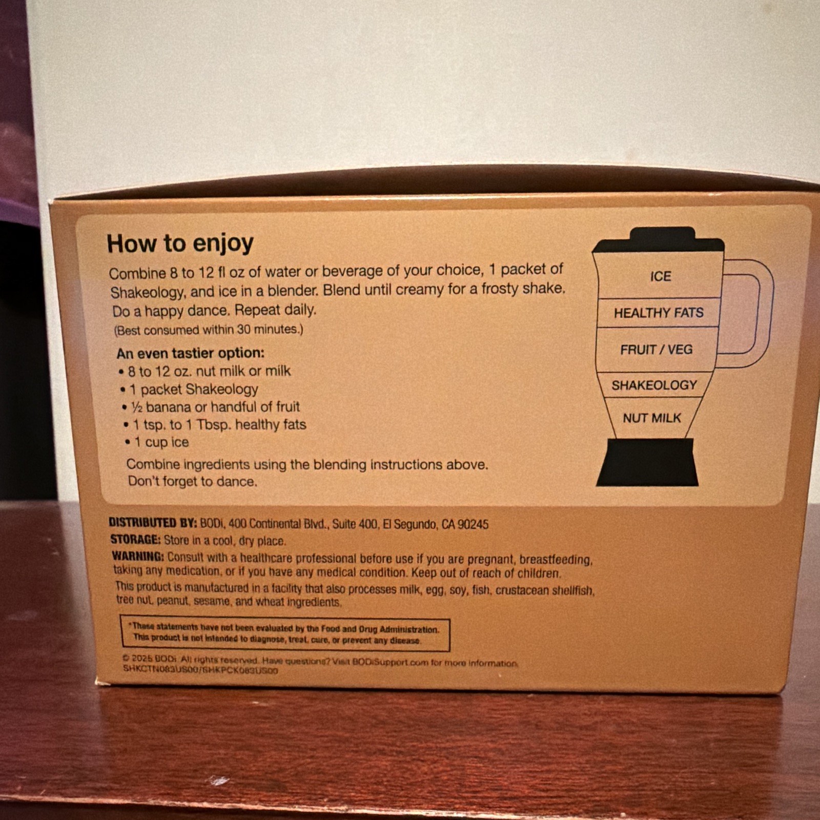 Shakeology Dietary Supplement Powder Café Latte Vegan Plant-Based 14 Packets