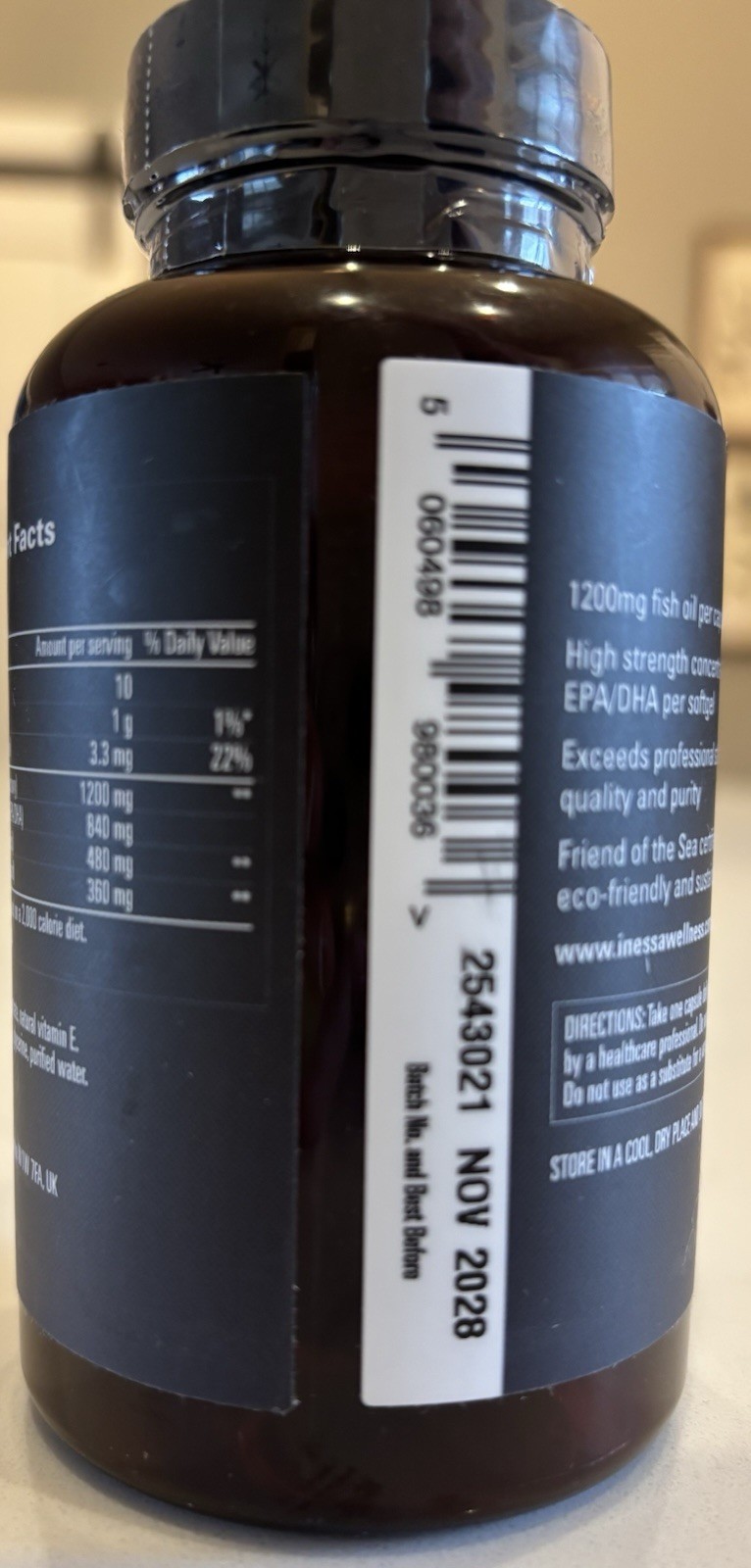 Inessa Advanced Omega 3 Fish Oil 60 Soft Gels 1200mg. Exp. 11/28 Sealed